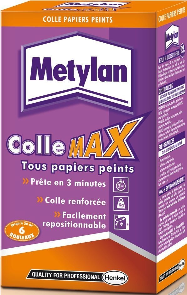 Colle pour tous papiers peints Metylan Max paquet de 200g colle universelle pour intissé et vinyle