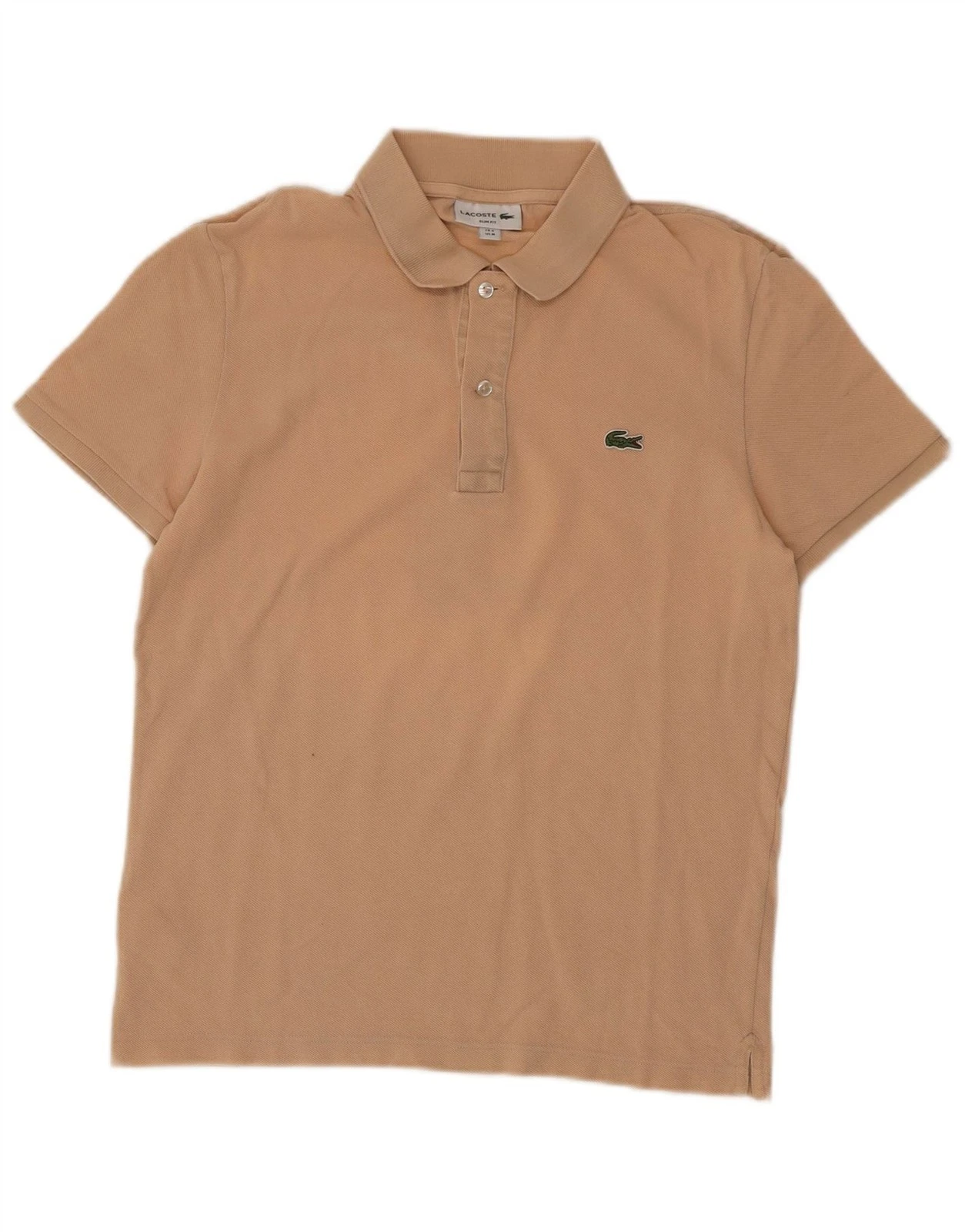 Lacoste Mens Slim Fit Polo Shirt Size 4 Medium Beige Cotton DG27