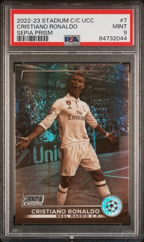 CRISTIANO RONALDO 2022-23 Stadium Club UCC Sepia Prism Refractor /75 PSA 9