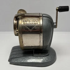 Vintage Boston Champion Pencil Sharpener Desktop Pinch Feed Hand Crank 
