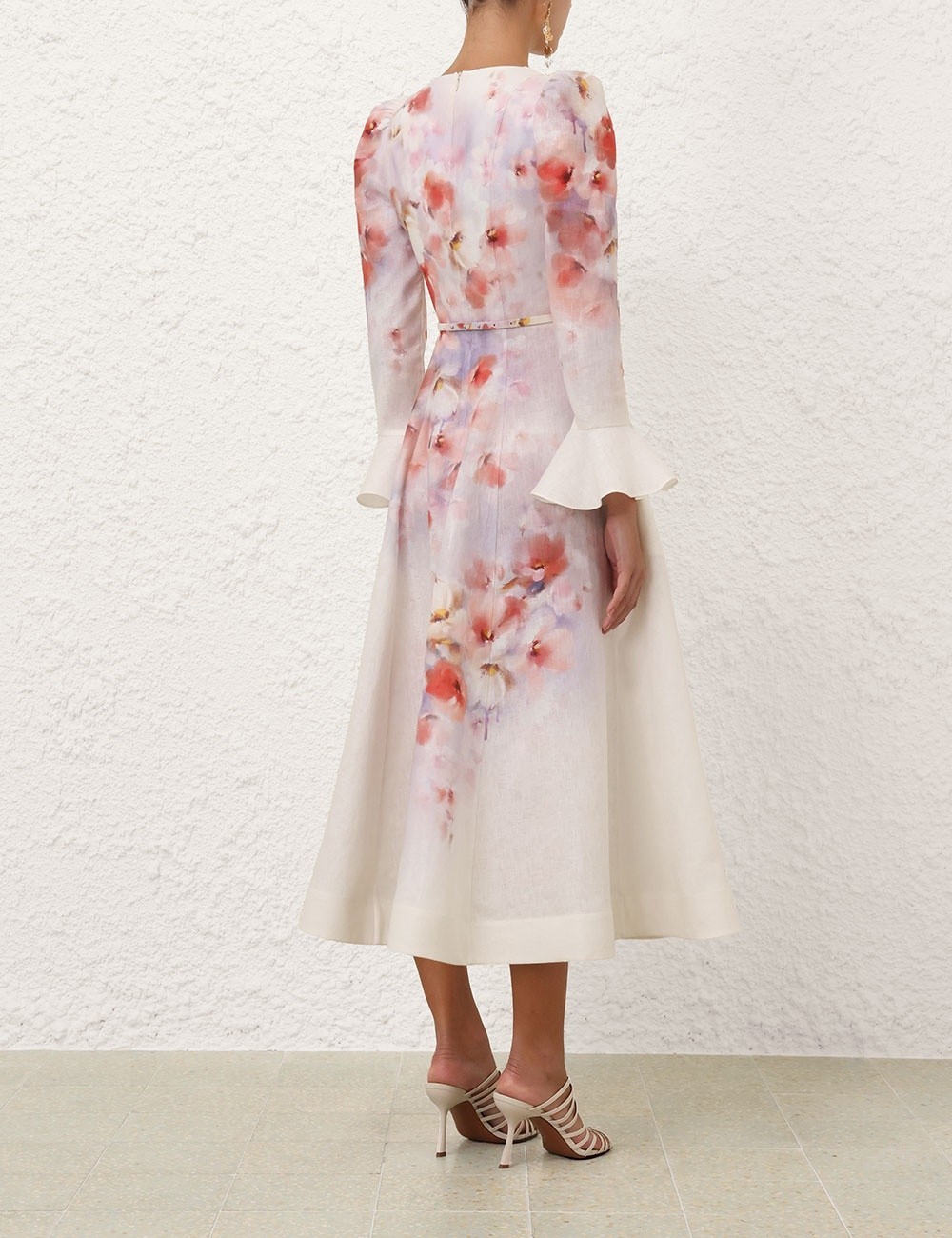 Zimmermann Crush Frill Sleeved Midi Dress  Size 1/US6/UK10 RRP$995 New with Tags