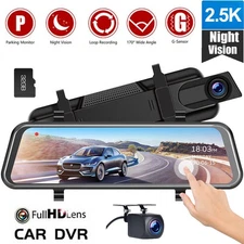 TOGUARD 10" Mirror Dash Cam 2.5K Rear View Mirror Dash Camera Front & Rear 32GB