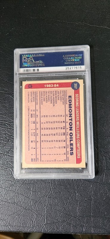 1984-85 O-PEE-CHEE WAYNE GRETZKY #357 GOAL LEADER PSA 9 MINT (Cert #25277615) view 2