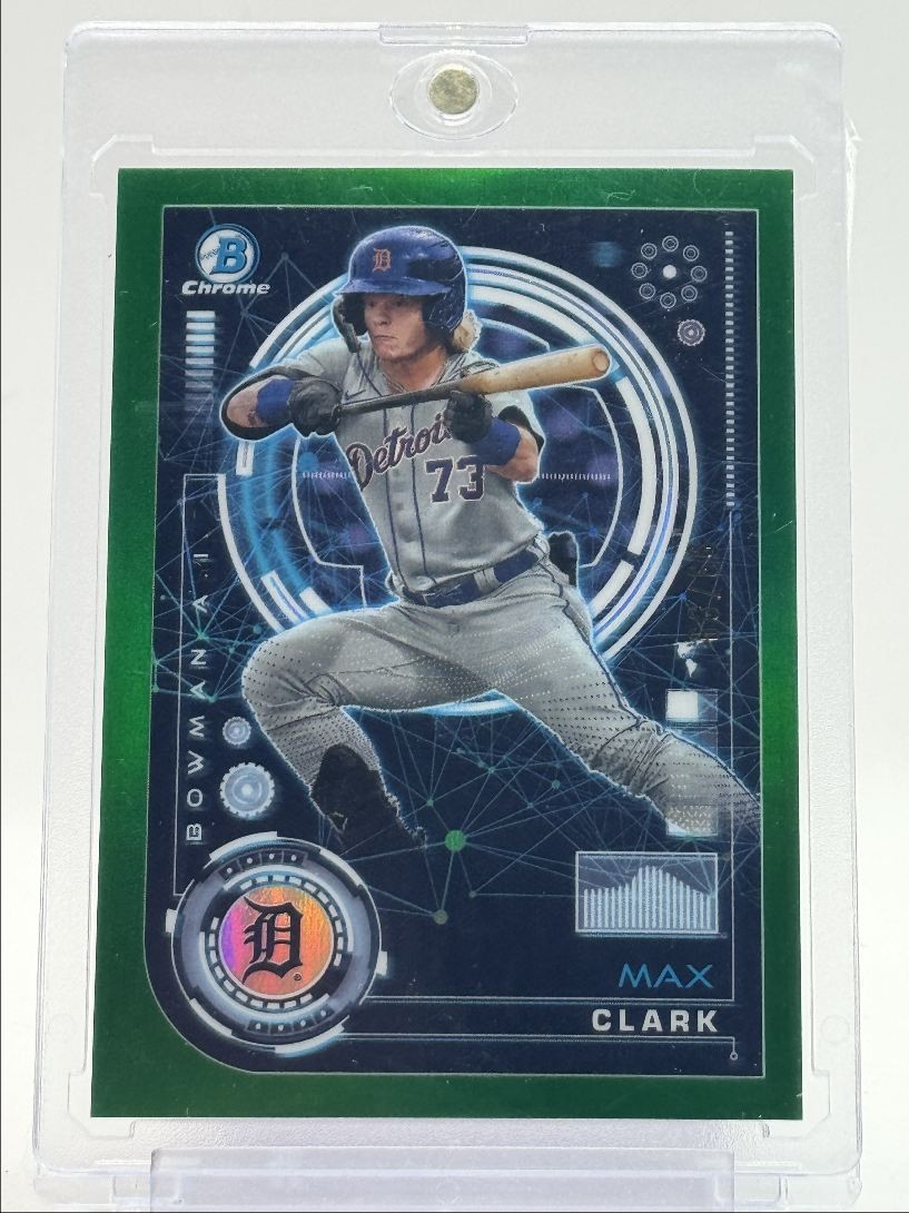 MAX CLARK 2024 BOWMAN CHROME AI GREEN REFRACTOR TIGERS /99 Q6017