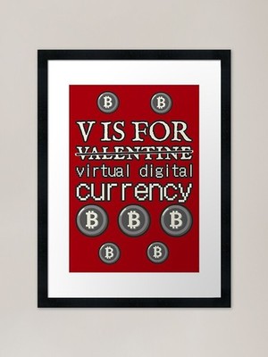 V Is For Virtual Digital Currency, Gerahmtes Wandbild Poster Leinwanddruck Bild