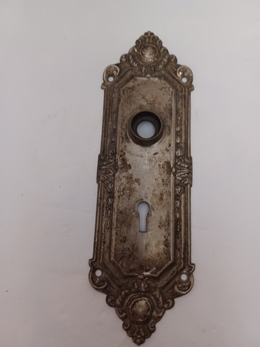 Vintage Metall verziert Roll Türknauf Rückenplatte Art Deco Skelett Schlüssel