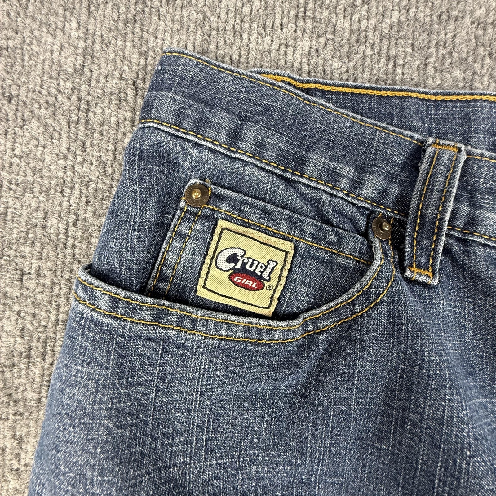 VTG Cruel Girl Jeans 15/33 Short Blue Bootcut Mid Rise Stretch Denim Pants image 8