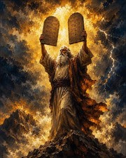 Moses With Ten Commandments Canvas Print 8x10 Wall Art Christian Decor Gift