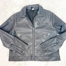 DIVIDED H&M CHARCOAL GRAY FAUX LEATHER FULL Z...