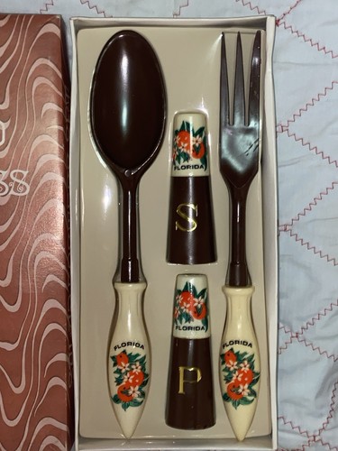 Ancien ensemble d'hôtesse salade plastique avec boite d'origine Floride - Photo 1/3