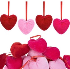 15 Pcs Valentine'S Day Velvet Hearts Ornaments, 2.4" X 2.3" Red Pink Rose Velvet