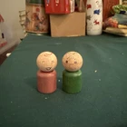 2 Vintage Fisher Price Wood People HTF Color Rare