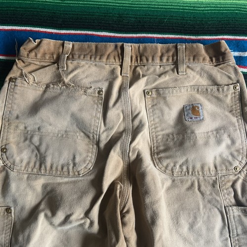 Carhartt Mens Double Knee Work Pants Tan Size 32x30 Loose Original Fit Distress - Picture 8 of 8