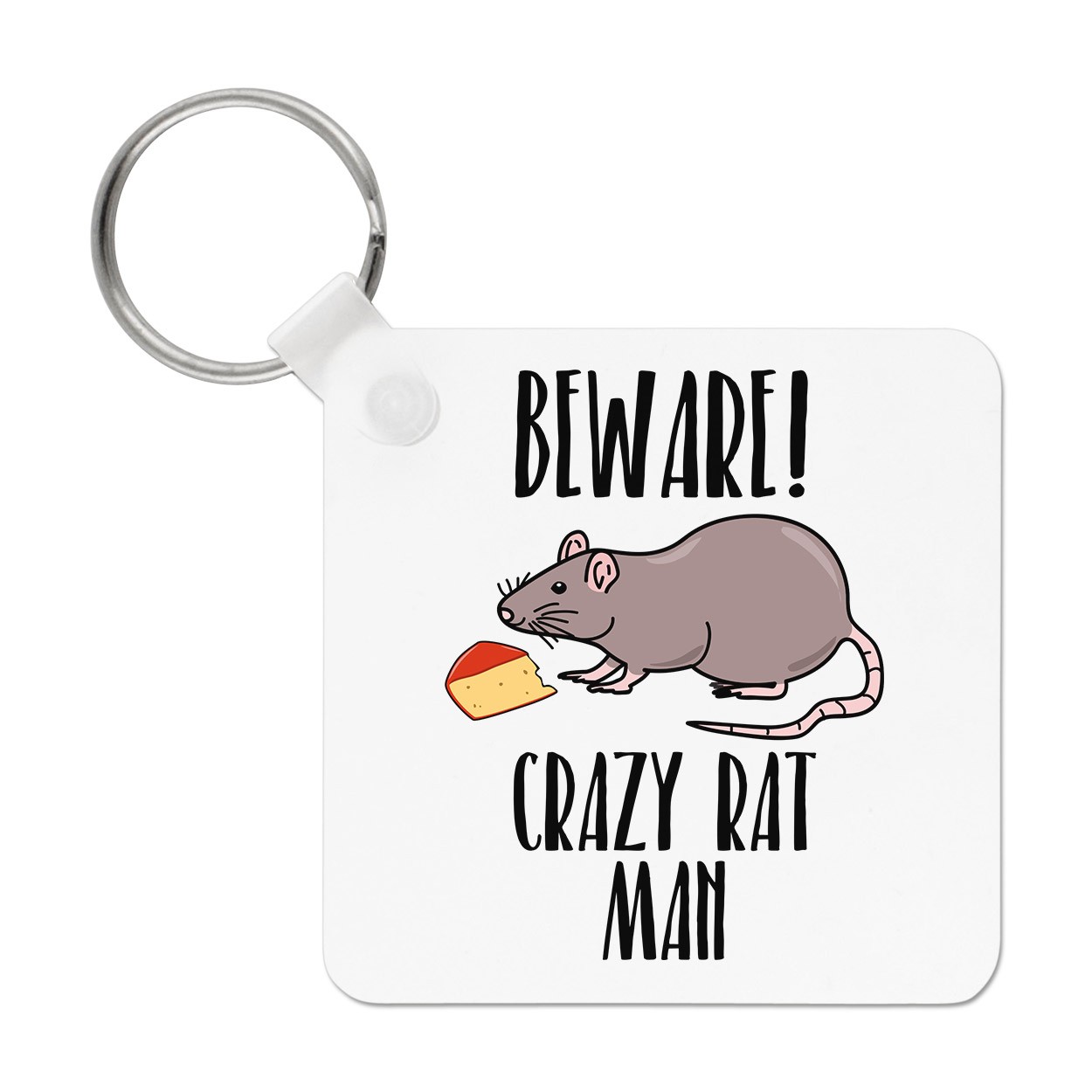 Beware Crazy Rat Man Keyring Key Chain - Funny