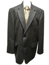 NWOT Lands' End Men's Preppy Gray Herringbone 100 Lambswool Tweed Blazer 44R