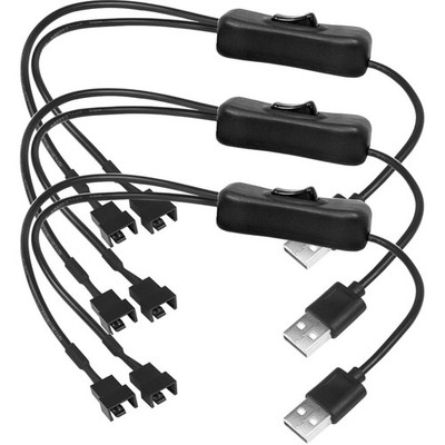 USB auf Dual 3-Pin 4-Pin PWM Fan Adapter Kabel 3 Stück 40 cm schwarz