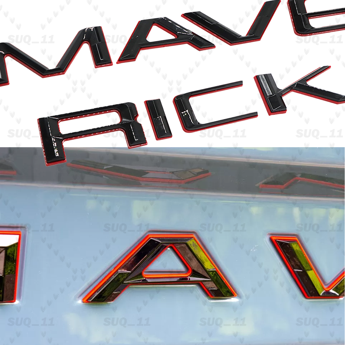 3D Tailgate Insert Letters Emblem For 2022-2025 MAVERICK Trunk Badge Black Red