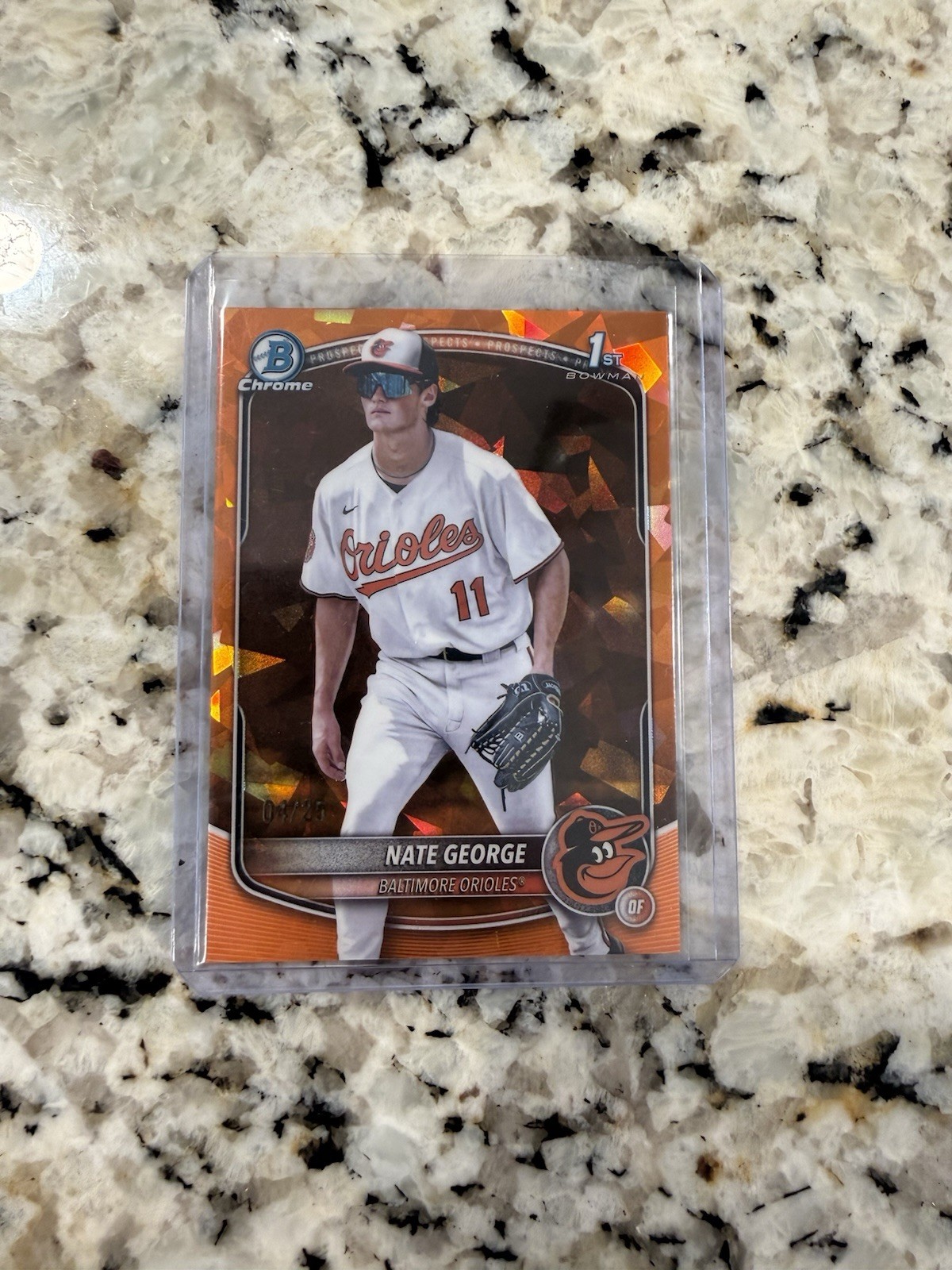 2025 Bowman Chrome Sapphire 1st Nate George Orange Sapphire Refractor #/25 Os SP