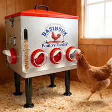 10Gal 55Lb Automatic Chicken Feeder, 8 Port No Waste Chicken Feeders Rat-Proof L
