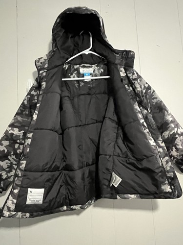 Columbia Boys Jacket Size Medium 10/12 Black Camo Insulated Winter Coat - Picture 5 of 8