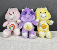 1983 Care Bear Plush Kenner Lot 3 Full Size Funshine Cheer Bright Heart Cousin