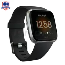 Fitbit Versa lite Wearable Smartwatch Fitness Activity Tracker S & L Bands Black