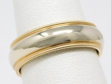 14 kt Multi Tone Gold 5.9 mm Milgrain Edge Wedding Band Ring Size 6 B0503