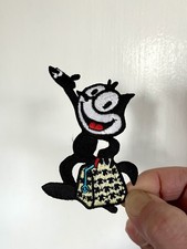 Felix The Cat Iron On Patch White Red Yellow Black Embroidered Comic