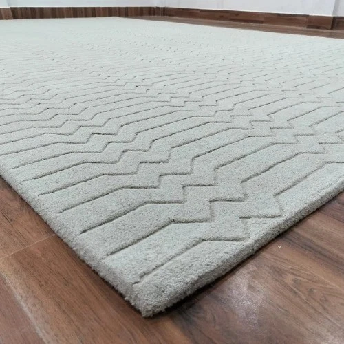 Alfombra de lana gris claro hecha a mano 8x10 moderna alfombra acolchada sala dormitorio Foto 3 de 4