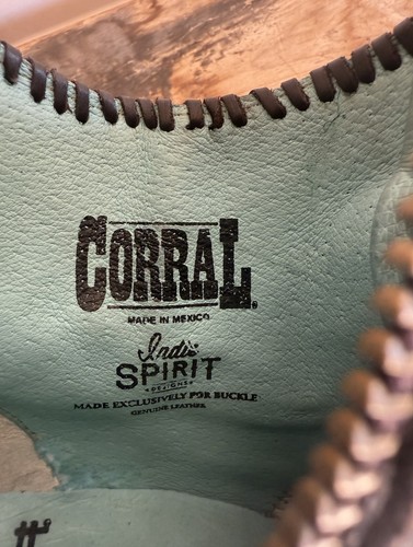 CORRAL Short Western Boots Tooled Leather Whip Stitched Tassels 7M Mexico Nice! - Picture 11 of 13