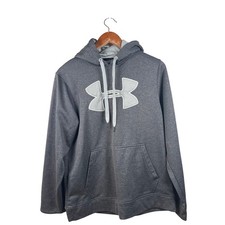 Under Armour Hoodie Womens Small Gray Pullover Big Logo Activewear Sweatshirt