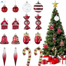 Christmas Ornaments, 16Pcs Red and White Ornaments Set with...