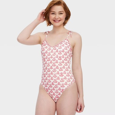 Women Floral Tie-Shoulder One Piece Swimsuit - Roller Rabbit