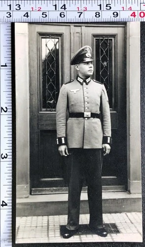 Soldier Dress Uniform Portrait WW2 German Military BW Photo Snapshot