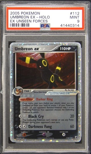 2005 POKEMON EX UNSEEN FORCES #112 UMBREON EX-HOLO PSA 9
