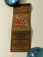 Eken Park Garage Conoco Matchbook Madison Wi Wisconsin Gas Oil Service