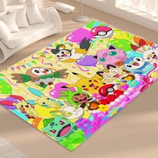 Best Pok mon Pikachu Print Foldable Rectangular Floor Mat Rugs Anti-Skid Carpet