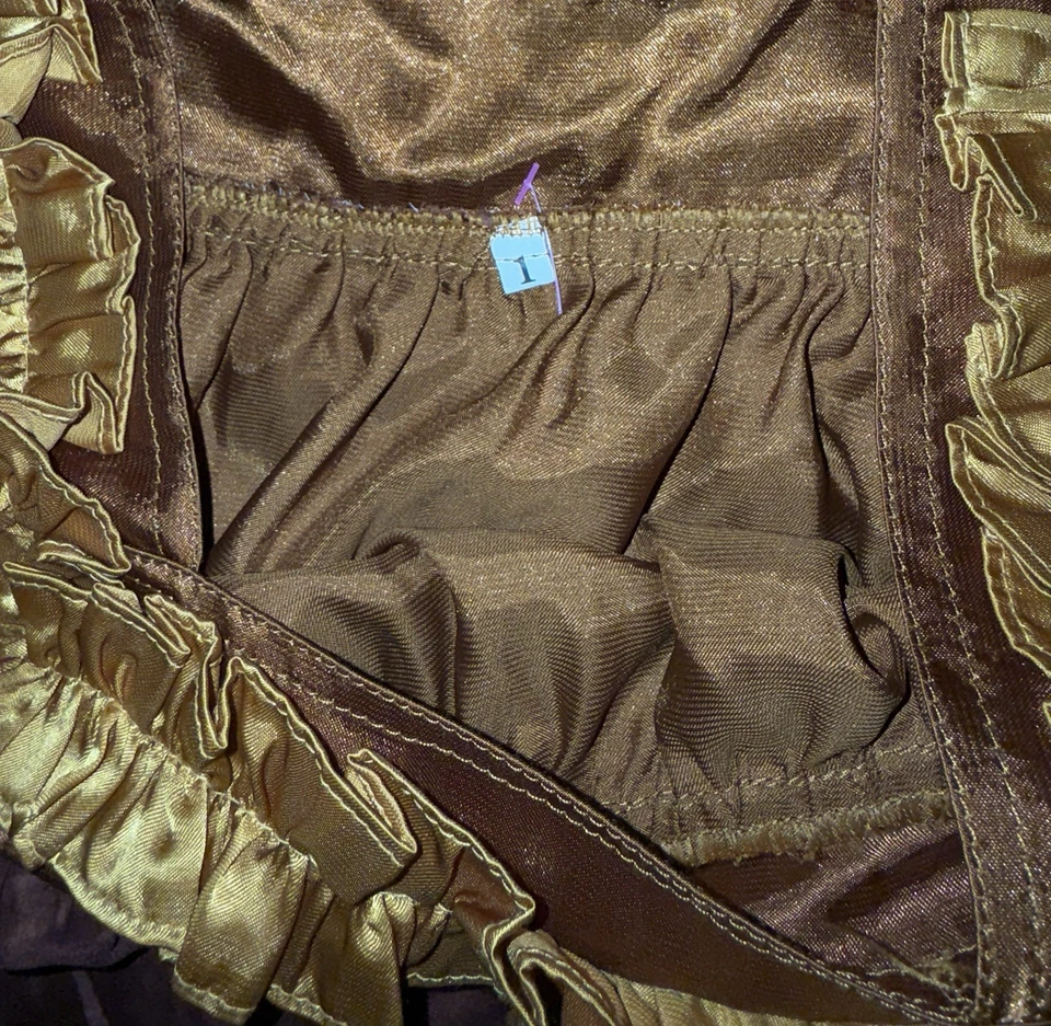 Vintage HAWAIIAN  Floral Dress Yellow Gold Brown Large - Image 4 of 4