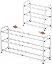 Gonfoam 3-Tier Expandable Shoe Rack,Adjustable Shelf 3 Tier, White 