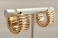 18K Italian Yellow Gold Wide Hoop Earrings - ...