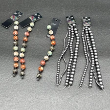 Lot of Color Gallery Multicolor Stone and Matte Black Glass Seed Beads 5 Strands