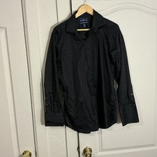 Mens Buttoned Down Dress Shirt Black With French Cuff 16 Neck 33 Sleeves