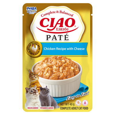 Inaba Cat Ciao Pate 40g Huhn mit Käse in Pastetenform Nassfutter für Katzen