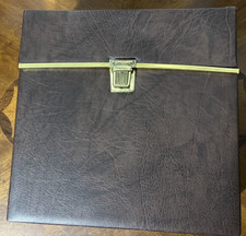Vintage Faux Brown Leather RECORD STORAGE LP 12" Carry CASE