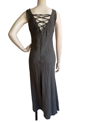 Vintage LAVINIA TEMPLE Italy 100% Linen Taupe Brown Midi Maxi Dress  Lagenlook S | eBay