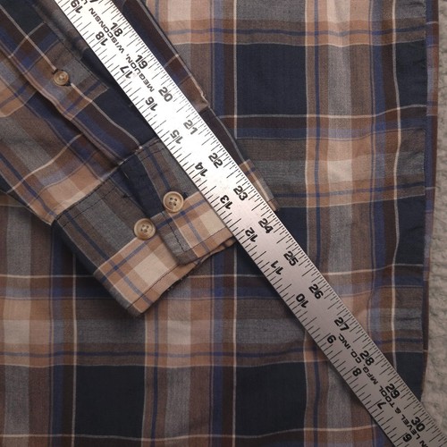 Dickies Mens XL Button Up Shirt Blue Brown Plaid Long Sleeve Workwear Casual - Picture 7 of 10