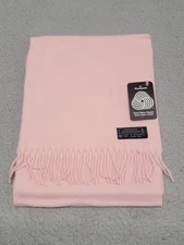 Woolmark Lambswool Scarf Womens 70"x10" Light Pink Pure New Wool Soft Fringe