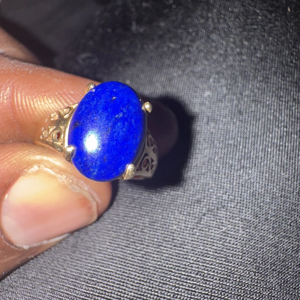 Anillo Cabujón Lapislázuli Oro 14k Foto 2 de 4