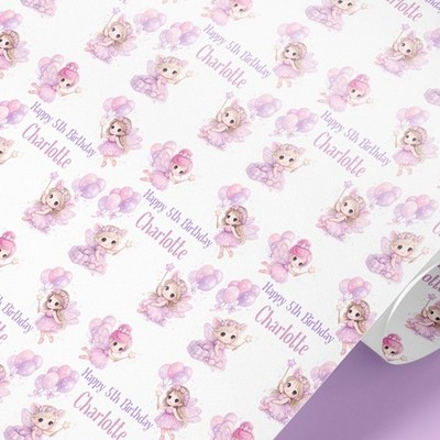 Geschenkpapier Fee personalisiert | Geschenkpapier rosa lila Geburtstag beliebiger Name