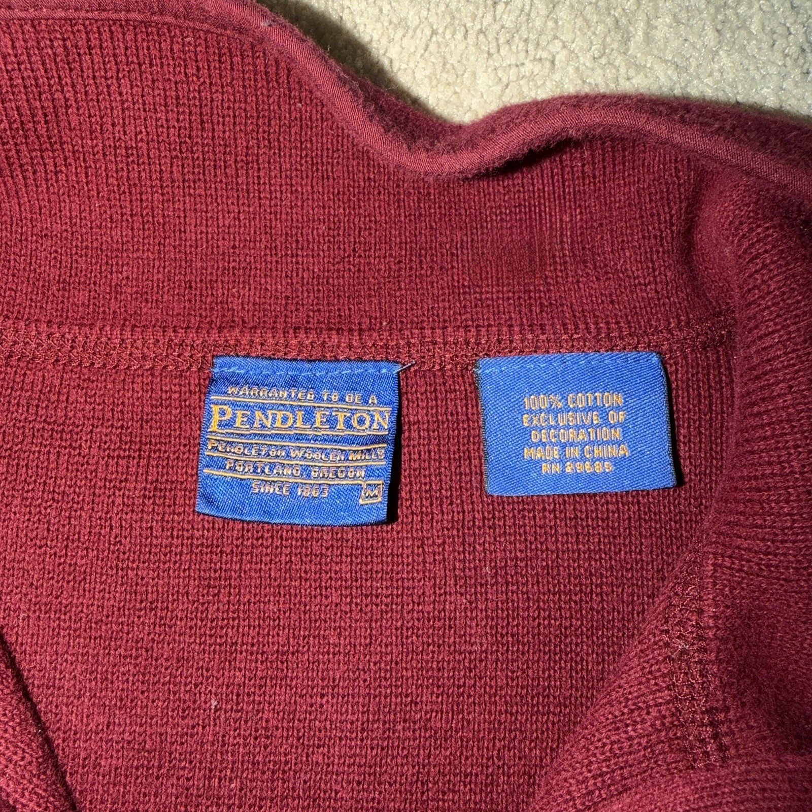 Pendleton Half Zip Knit Sweater Wine Red Quarter … - image 3